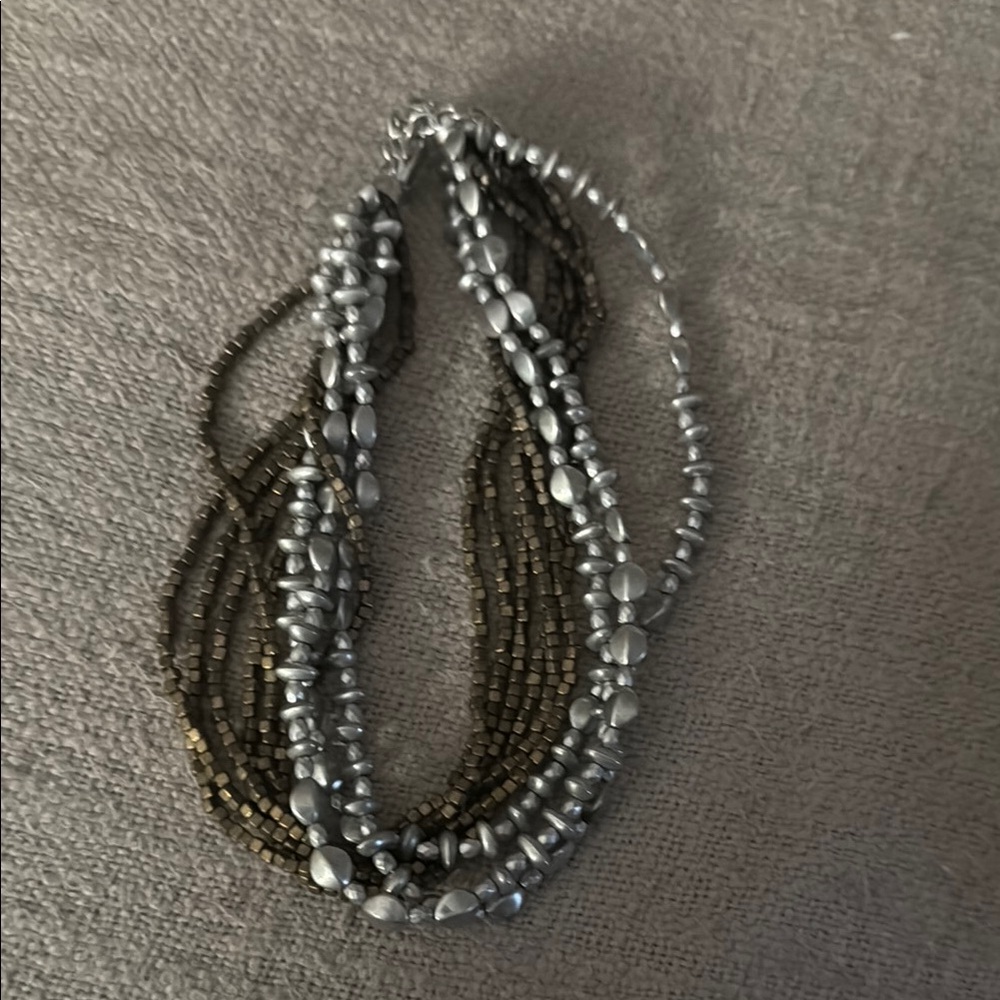 Elegant Silver and Bronze Beaded Necklace